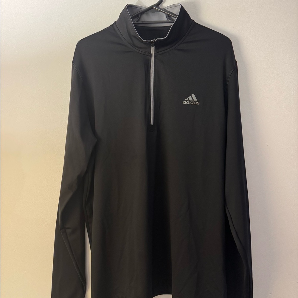 Adidas 1/4 Zip Long Sleeve BLACK AeroReady Pullover Hoodie Men’sLARGE - ADVR0807 - Picture 2 of 11
